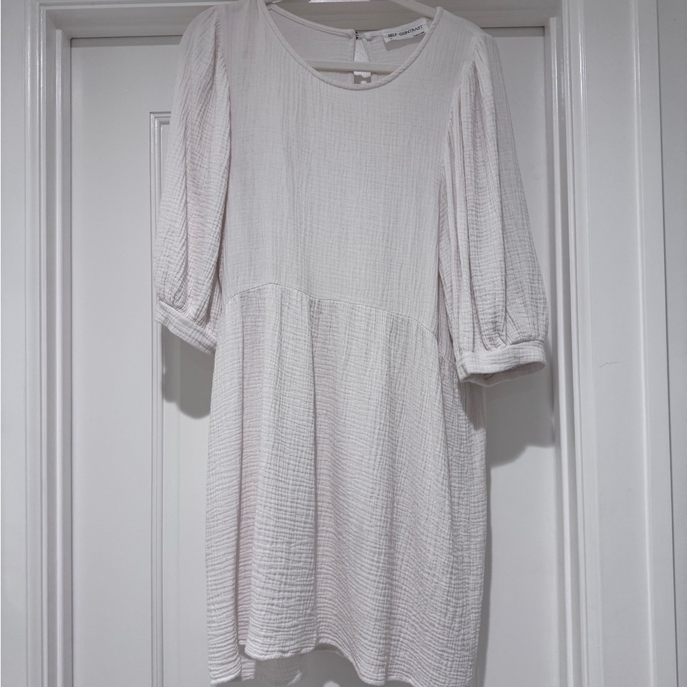 White Textured Women's Dress